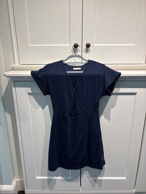 Martell Classic Navy V-Neck wrap style Short Sleeve Dress